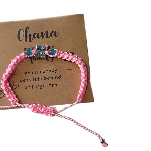 Stitch Adjustable Braided Bracelet with Beads. Ohana Cards Included - Picture 1 of 5